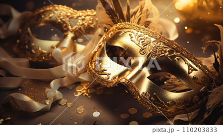low light carnival masks golden toner close-up low light carnival masks golden toner close-up 110203833