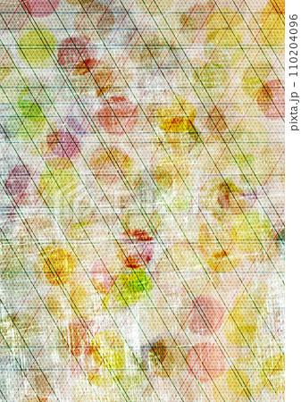 小紋に水玉風のパターン背景画像 イエロー系 110204096