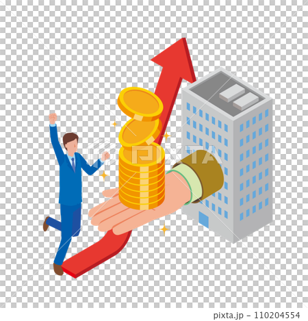 一名辦公室職員對薪資上漲感到滿意的插圖 一名辦公室職員對薪資上漲感到滿意的插圖 110204554