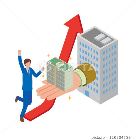 賃上げで喜ぶ会社員のイラスト 賃上げで喜ぶ会社員のイラスト 110204558