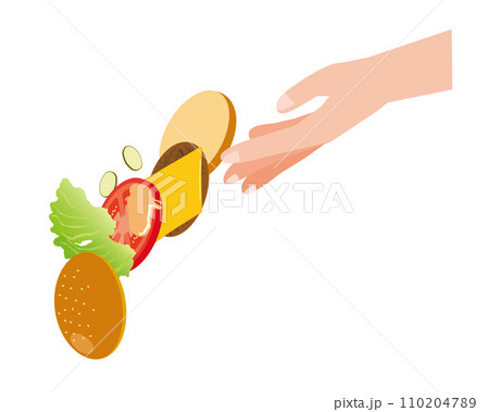 食べ物を廃棄する手のイラスト 食べ物を廃棄する手のイラスト 110204789