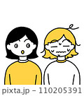 汗をかいている人とそれを見て驚く人(上半身) 110205391