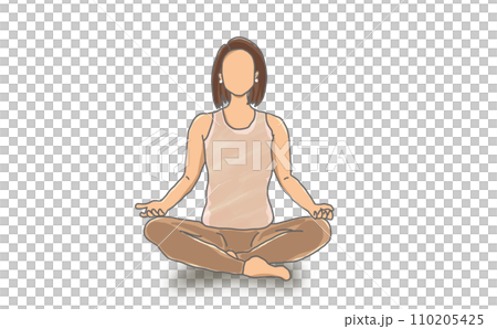 瑜珈盤腿姿勢中呼吸的女人 瑜珈盤腿姿勢中呼吸的女人 110205425