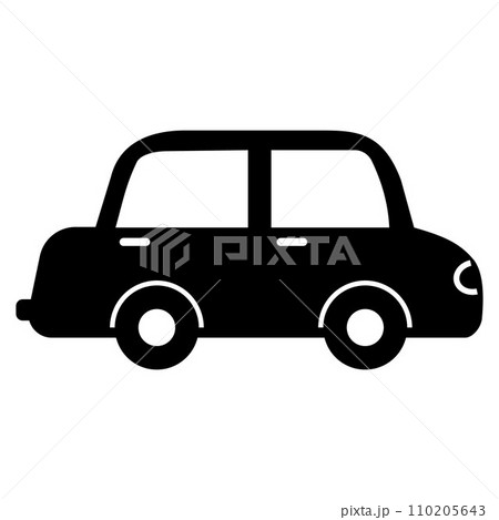 The silhouette of a small car on a white background. The vehicle icon is a side view. Vector isolated stencil illustration The silhouette of a small car on a white background. The vehicle icon is a side view. Vector isolated stencil illustration 110205643