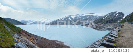 Lake Svartisvatnet and  Svartisen Glacier (Norway). Panorama. 110208133