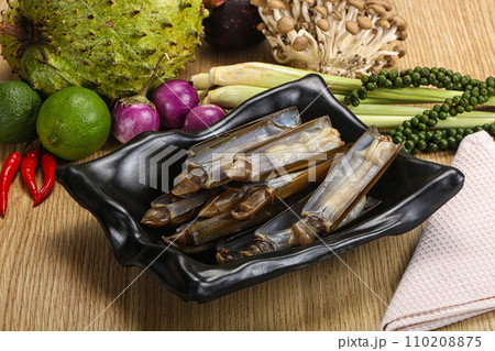 Raw fresh Razor clam mollusk 110208875