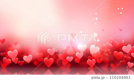 Valentine's Day banner - abstract background with red hearts - concept of love and tenderness. 110208901