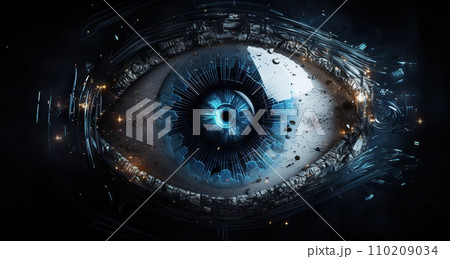 AI-generated content. fantasy blue god eye, mystery iris macro 110209034