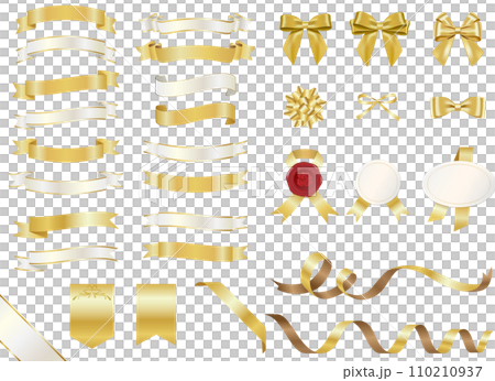 Stylish gold and white ribbon set 110210937