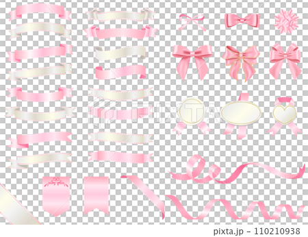 ピンクとホワイトの可愛いリボンセット 110210938