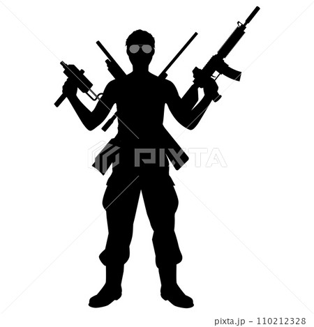 銃を構えた男性 110212328