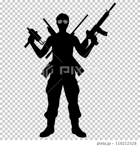 銃を構えた男性 110212328