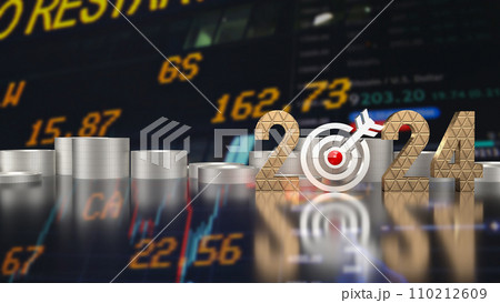 The 2024 gold text and target icon for Business concept 3d rendering. The 2024 gold text and target icon for Business concept 3d rendering. 110212609
