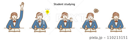 女子学生の勉強シーン カットイラストセット 受験 塾 ガッツポーズ モヤモヤ ひらめき 女子学生の勉強シーン カットイラストセット 受験 塾 ガッツポーズ モヤモヤ ひらめき 110213151