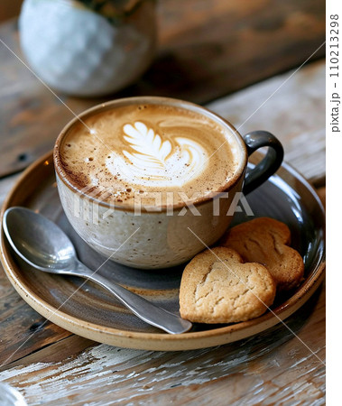 クッキーとカプチーノコーヒー 110213298