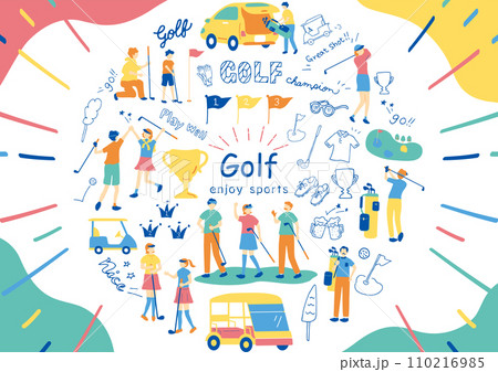 ゴルフを楽しむ人達 110216985