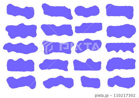 Abstract liquid shapes. Organic flat blobs. Irregular fluid bubbles. Random wavy spots and curvy elements. Amoeba rectangle box set. 110217302