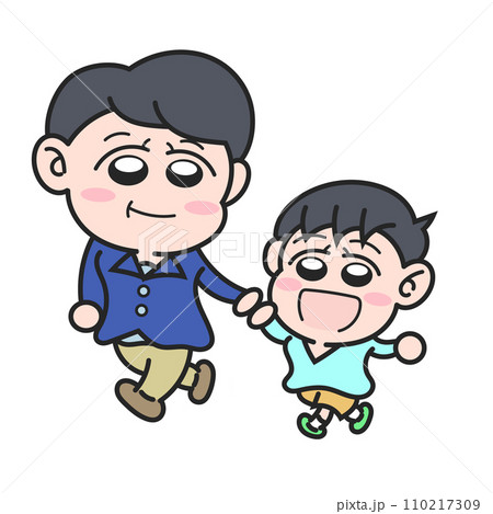 手をつないで歩く親子 手をつないで歩く親子 110217309