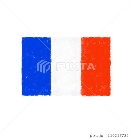 旗のみのフランスの国旗　クレヨンタッチ 110217783
