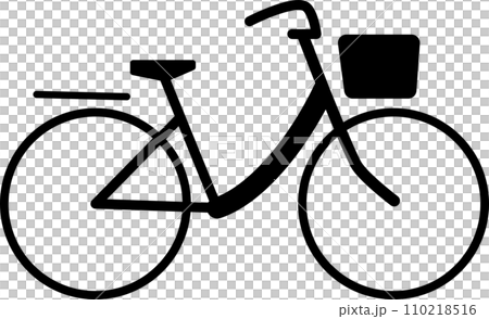 自転車(シティサイクル)の線画のアイコン、透明背景 自転車(シティサイクル)の線画のアイコン、透明背景 110218516