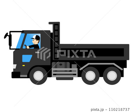 ダンプカー（トラック）を運転する男性作業員 110218737