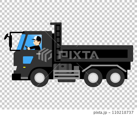 ダンプカー（トラック）を運転する男性作業員 110218737