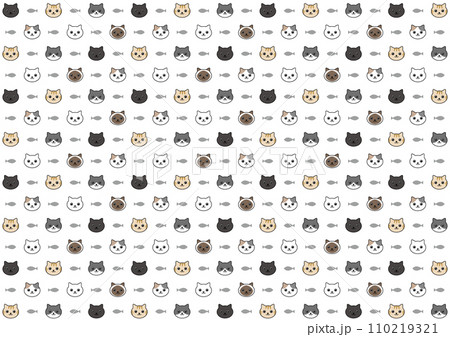連続した猫の顔のイラストパターン(シームレス) 連続した猫の顔のイラストパターン(シームレス) 110219321