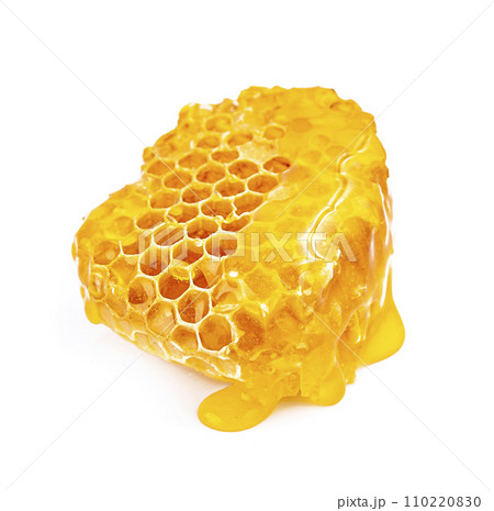 Honeycomb with honey on white backgrounds 110220830