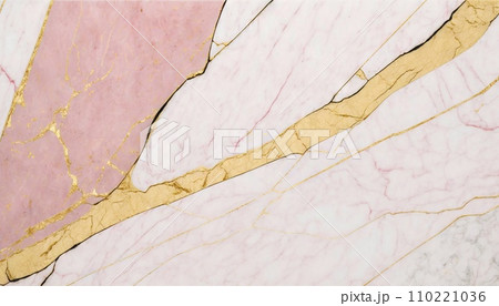 Pink and white marble with golden veins background. Generative AI 110221036