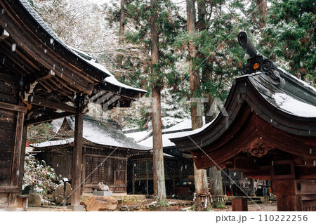 Hie Shrine and forest with winter snow in Takayama, Gifu, Japan 110222256