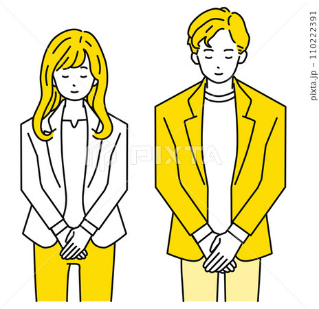お辞儀をするビジネスパーソン(男性&女性) 110222391