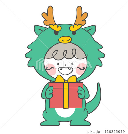A character dressed in a blue dragon costume. 110223039