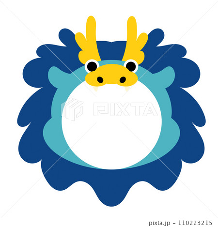 Blue Dragon Character Illustration with a cutout for compositing a face. 110223215