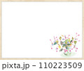 水彩で描いたかわいい赤い野の花がついた鉢植え 110223509