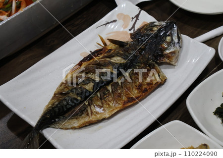 Korean food. Grilled mackerel on a plate 110224090