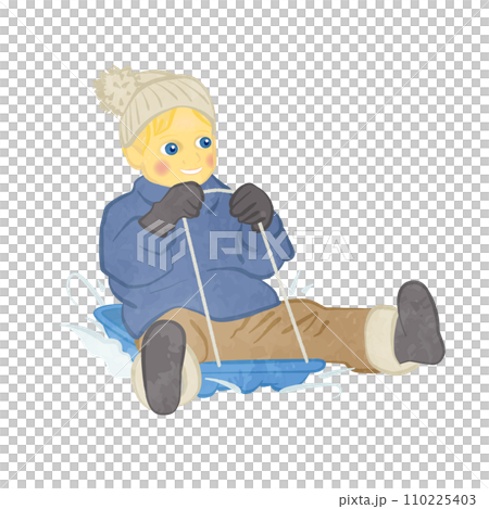 可愛的男孩玩雪橇 01 110225403