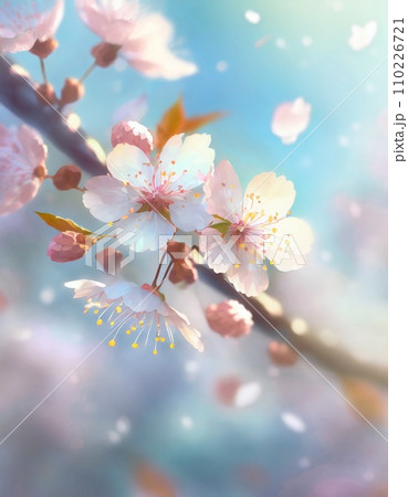満開の桜 華麗に舞い散る桜の花びら 満開の桜 華麗に舞い散る桜の花びら 110226721