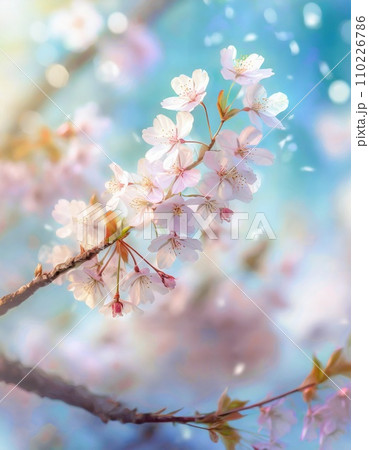 満開の桜 華麗に舞い散る桜の花びらのイラスト素材 [110226786] - PIXTA