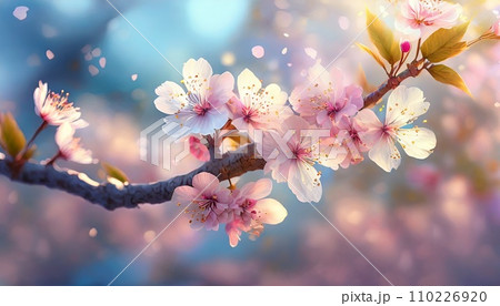 満開の桜 華麗に舞い散る桜の花びら 満開の桜 華麗に舞い散る桜の花びら 110226920