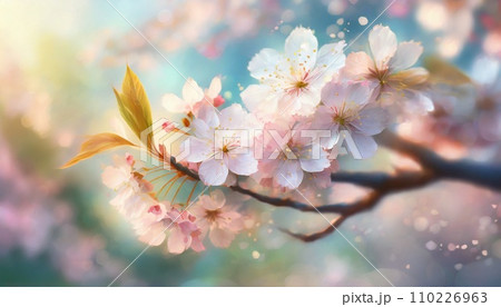 満開の桜 華麗に舞い散る桜の花びら 満開の桜 華麗に舞い散る桜の花びら 110226963