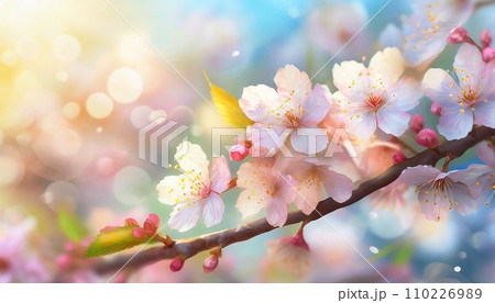 満開の桜 華麗に舞い散る桜の花びらのイラスト素材 [110226989] - PIXTA