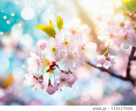 満開の桜 華麗に舞い散る桜の花びらのイラスト素材 [110227006] - PIXTA