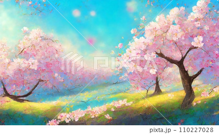 満開の桜  華麗に舞い散る桜の花びら 110227028