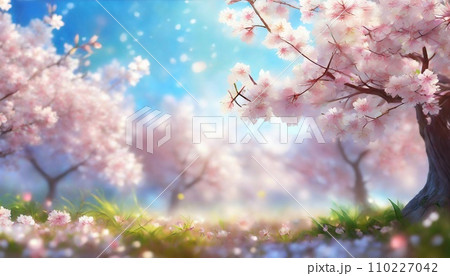 満開の桜 華麗に舞い散る桜の花びら 満開の桜 華麗に舞い散る桜の花びら 110227042