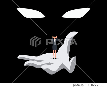 Business under pressure vector concept, Symbol of stress. Businesswoman pressured by business power Business under pressure vector concept, Symbol of stress. Businesswoman pressured by business power 110227556