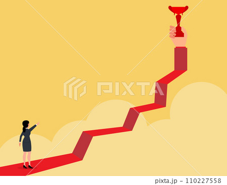 Career development vision. Business Woman seeing the future beyond, profit and earning forecast Career development vision. Business Woman seeing the future beyond, profit and earning forecast 110227558