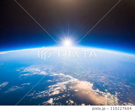 宇宙から見た美しい青く輝く地球 宇宙から見た美しい青く輝く地球 110227684