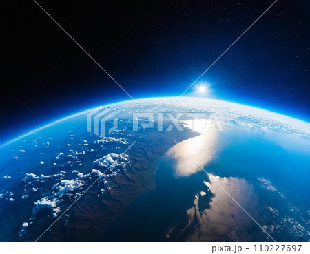 宇宙から見た美しい青く輝く地球 宇宙から見た美しい青く輝く地球 110227697