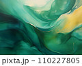 Abstract acrylic painting in emerald tone for background. Generative AI image. 110227805
