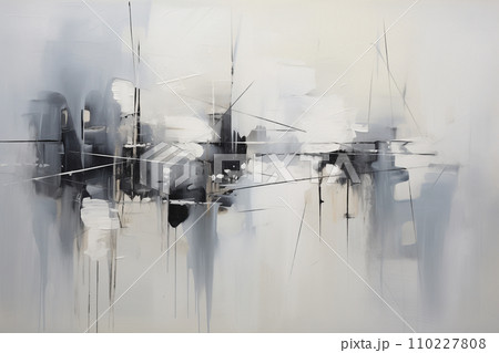 Abstract acrylic painting in grey tone for background. Generative AI image. 110227808